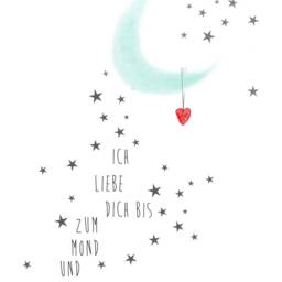 "Art Print, Poster, Gift, Baptism, Birth, Moon""I Love You To The Moon" - thumbnail 2