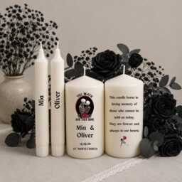 Gothic Wedding Candle Set - Skeleton Bride & Groom Unity Till Death Do Us Part Personalised Custom Bundle Keepsake