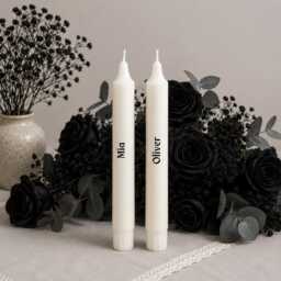 Gothic Wedding Candle Set - Skeleton Bride & Groom Unity Till Death Do Us Part Personalised Custom Bundle Keepsake - thumbnail 2