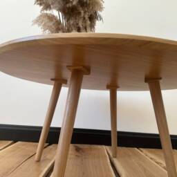 Large Round Coffee Table, Scandinavian Solid White Oak Wood Side Wooden Mid Century Modern Handmade Furniture Low Circular - thumbnail 3