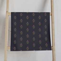 Hand Towel, Boho Floral Block Print, Navy Sage Burgundy, Flowers Kitchen Bohemian Bathroom Tea Dish Towel - thumbnail 1
