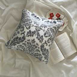 Paloma Gray Burnout Velvet, Damask Pattern, Contemporary Throw Pillow Cover/Euro Sham - Grey - thumbnail 3