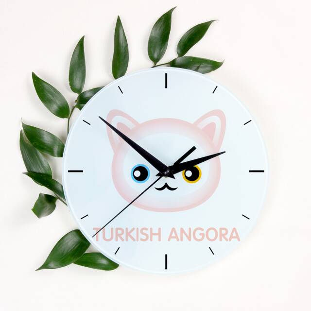 A Clock With A Turkish Angora Cat. New Collection The Cute Art-Dog Cat - image 1