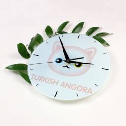 A Clock With A Turkish Angora Cat. New Collection The Cute Art-Dog Cat - thumbnail 2