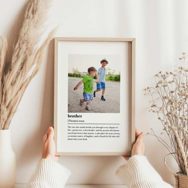 Brother Definition Print With Photo - Personalised Gift For Funny Family Custom Gift, Frame - image 1