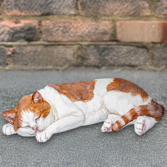 Relaxed Kitty Statue Concrete Cat Figurine Cute Kitten Sculpture Handmade Memorial Decor Stone Pet Ornament Garden Lover Gift - image 1