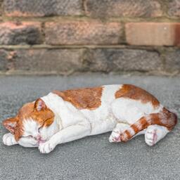 Relaxed Kitty Statue Concrete Cat Figurine Cute Kitten Sculpture Handmade Memorial Decor Stone Pet Ornament Garden Lover Gift