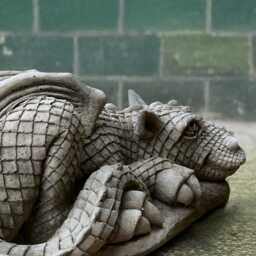 Garden Dragon Figurine Concrete Relaxing Scary Statue Outdoor Laying Ornament Stone Wildlife Sculpture Handmade Art Lover Gift - thumbnail 2