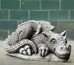 Garden Dragon Figurine Concrete Relaxing Scary Statue Outdoor Laying Ornament Stone Wildlife Sculpture Handmade Art Lover Gift - thumbnail 1