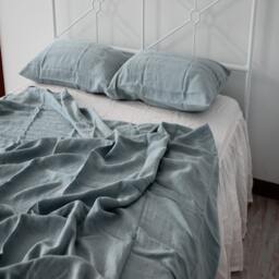 Set Of 3 Shabby Chic Washed Pure Hemp Duvet Cover Set, Linen Bedding Set, Duvet Cover With Pillowcases, Gray Blue, Dusty Pink, Cream - thumbnail 3