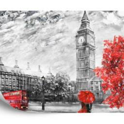London Street View Oil Painting Wallpaper, Big Ben Wall Mural - Peel & Stick - thumbnail 2