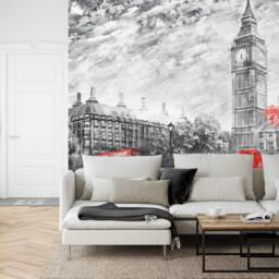 London Street View Oil Painting Wallpaper, Big Ben Wall Mural - Peel & Stick - thumbnail 3