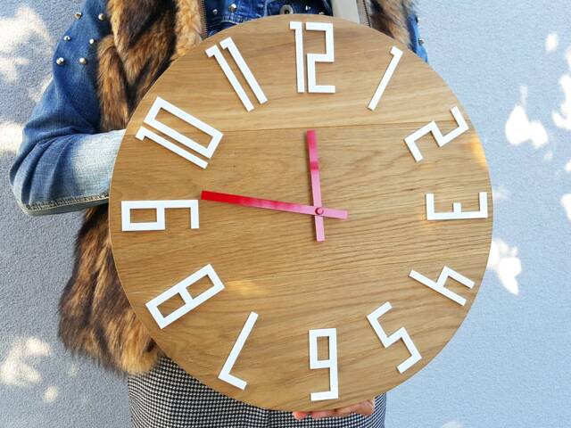 Large Wooden Wall Clock Slim Wood 40cm/16 - image 1