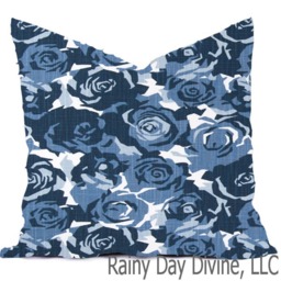 Pillow Covers Custom -Blue Denim Navy Red Rust Burnt White Geometric Traditional Modern - All Sizes 16x16 18x18 Throw Toss Accent - thumbnail 4