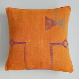 Moroccan Cactus Silk Cushion Cover, Handmade Sabra Throw Pillow, Orange Cushion, Scatter 16''x16''/40x40 cm