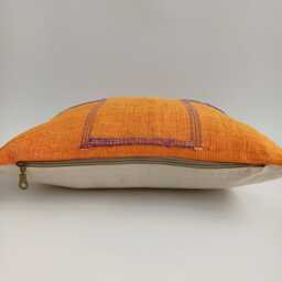 Moroccan Cactus Silk Cushion Cover, Handmade Sabra Throw Pillow, Orange Cushion, Scatter 16''x16''/40x40 cm - thumbnail 3