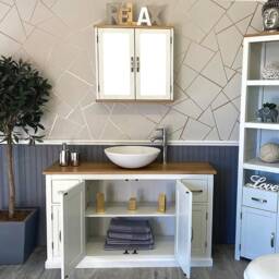 Bathroom Vanity Unit White Painted Cabinet Furniture Wash Stand & Marble Stone Basin 402Psbcx1 - thumbnail 3