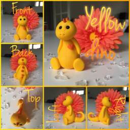 Yellow Dinosaur Plushie With Orange Details - thumbnail 4