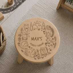 Personalised Wooden Stool - Childs Nursery Decor- Woodland Creatures - thumbnail 3