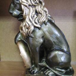 Lion Sculpture Large Garden Statue Guardian Shield Figurine Entry Decor Porch Pedestal Figure Wild Animal King Yard Ornament Outdoor - thumbnail 2