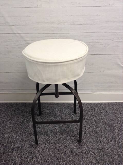 Round Skirted Barstool Seat Cover With Piping & Skirt in Washable Fualkner Slub Canvas Dyed Solid Fabric, Bar Stool Covers - image 1