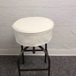 Round Skirted Barstool Seat Cover With Piping & Skirt in Washable Fualkner Slub Canvas Dyed Solid Fabric, Bar Stool Covers - thumbnail 2