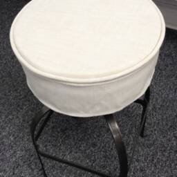 Round Skirted Barstool Seat Cover With Piping & Skirt in Washable Fualkner Slub Canvas Dyed Solid Fabric, Bar Stool Covers - thumbnail 3