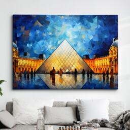 Louvre Museum Paris France Starry Night Painting Van Gogh Wall Art, Framed Canvas Poster Print, Home Kitchen Office Room Decor, Gifts - thumbnail 1