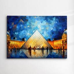 Louvre Museum Paris France Starry Night Painting Van Gogh Wall Art, Framed Canvas Poster Print, Home Kitchen Office Room Decor, Gifts - thumbnail 3