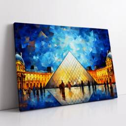 Louvre Museum Paris France Starry Night Painting Van Gogh Wall Art, Framed Canvas Poster Print, Home Kitchen Office Room Decor, Gifts - thumbnail 2