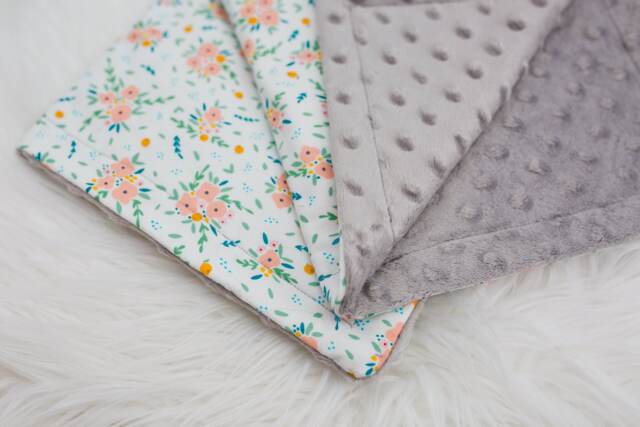 Watercolor Flower Baby Lovey, Security Blanket, Contemporary Lovey Modern Girl - image 1