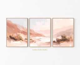 Blush Desert Poster Set Of 3 Boho Mountain Landscape Wall Art - thumbnail 1