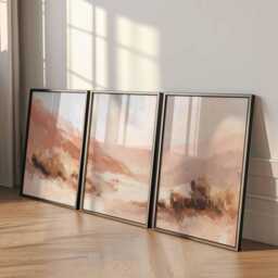 Blush Desert Poster Set Of 3 Boho Mountain Landscape Wall Art - thumbnail 3