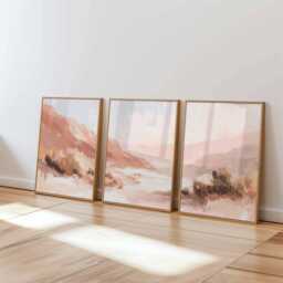 Blush Desert Poster Set Of 3 Boho Mountain Landscape Wall Art - thumbnail 2