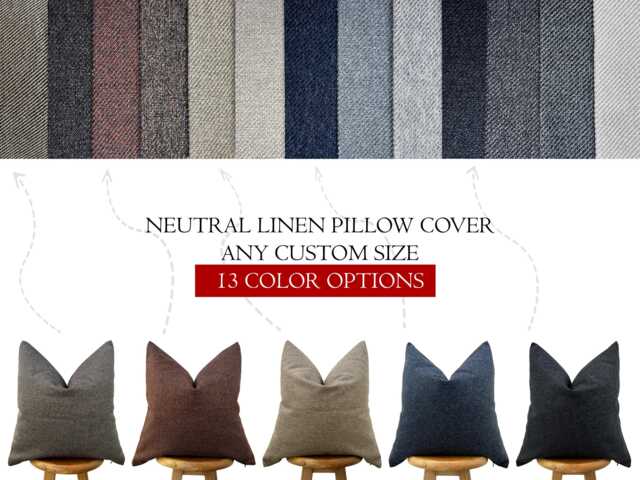 Custom Size Linen Pillow Cover Neutral Farmhouse Throw - All Duties Paid Usa - image 1