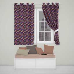 Vibrant Multicolour Fantasy Floral Seamless Pattern Readymade Eyelet Ring Top Thermal 100% Blackout Curtains - thumbnail 1