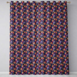 Vibrant Multicolour Fantasy Floral Seamless Pattern Readymade Eyelet Ring Top Thermal 100% Blackout Curtains - thumbnail 2