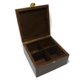 Wooden Tea Box Organizer Dark Brown Keepsake Jewelry - thumbnail 2