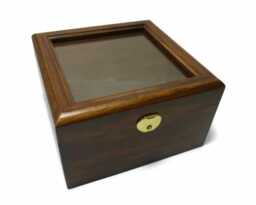 Wooden Tea Box Organizer Dark Brown Keepsake Jewelry - thumbnail 1