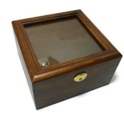 Wooden Tea Box Organizer Dark Brown Keepsake Jewelry - thumbnail 3