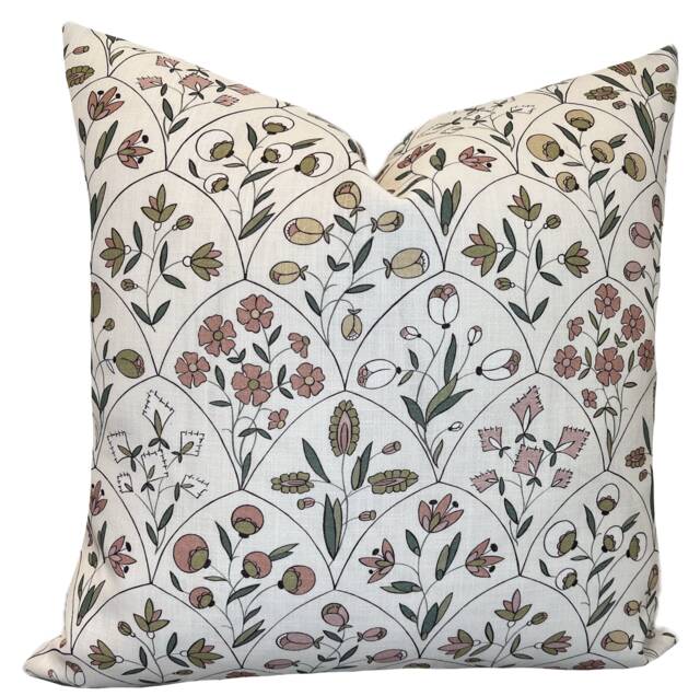 Schumacher Indoor/Outdoor Frances Scallop Floral Petal Cushion Cover Pillow Double Sided - image 1