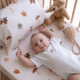 Organic Cotton Satin Fitted Baby Sheets - Forest Patterned Soft Crib Affordable Toddler Kids Bedding Products Unique Gifts - thumbnail 3