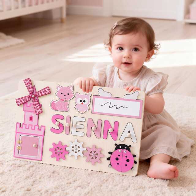 Custom Name Puzzle, Kids Busy Board, Early Learning Wood Baby Room Decor, Birthday Gift For Kids, Educational Toddler Toy - image 1