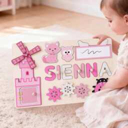 Custom Name Puzzle, Kids Busy Board, Early Learning Wood Baby Room Decor, Birthday Gift For Kids, Educational Toddler Toy - thumbnail 2