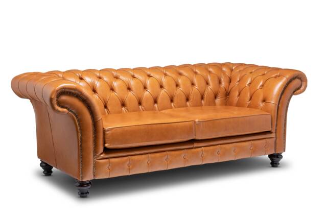 Chesterfield Belmont Real Leather Two/Three Seater Sofa Old English Bruciato - image 1