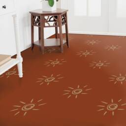 Paintbrush Baby Art Sun Vinyl Flooring, Orange Retro Floor Art, Gold Gift For Her, Minimalist Bedroom Inspirations, High Quality Print - thumbnail 3