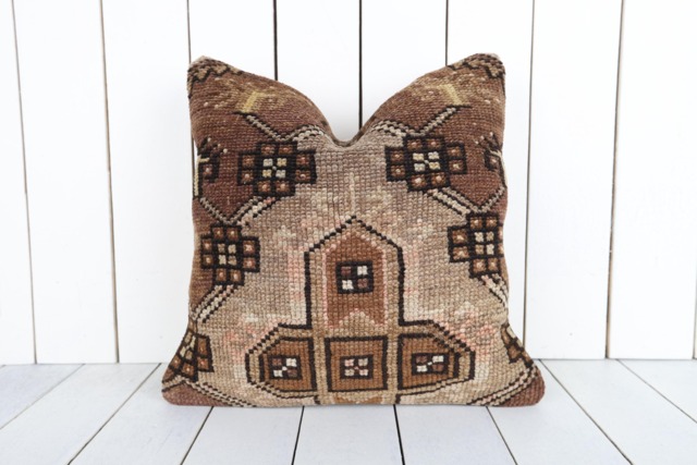 16x16 Turkish Kilim Pillow Cover Vintage Bohemian Cushion - image 1