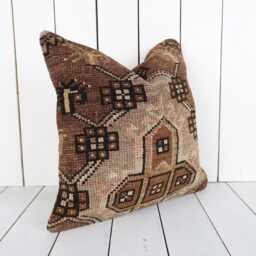 16x16 Turkish Kilim Pillow Cover Vintage Bohemian Cushion - thumbnail 2
