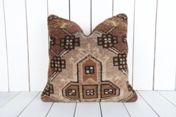 16x16 Turkish Kilim Pillow Cover Vintage Bohemian Cushion - thumbnail 1