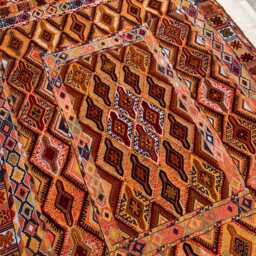 Warm Ochre & Rust Herati Kilim Rug 5??6 Ft - Handwoven Afghan Tribal Flatweave - thumbnail 3